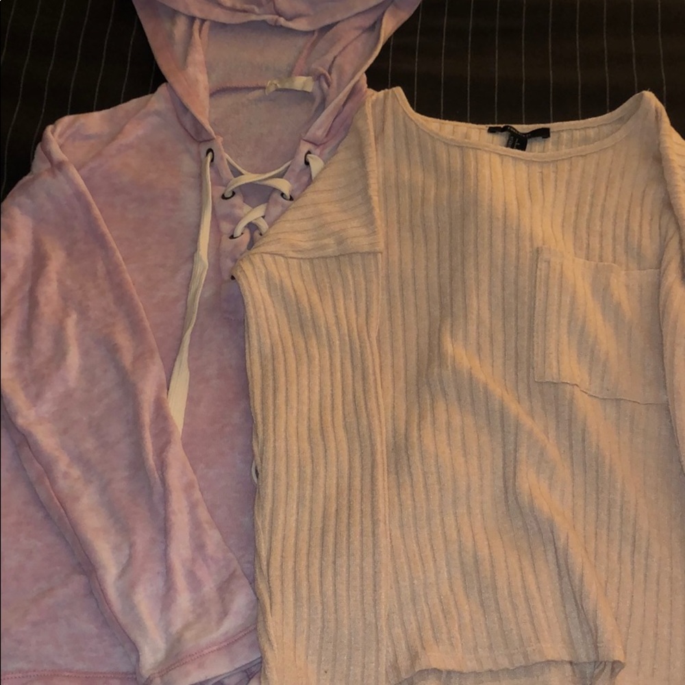 Small F21 long sleeve shirt + oceanwave sweatshirt